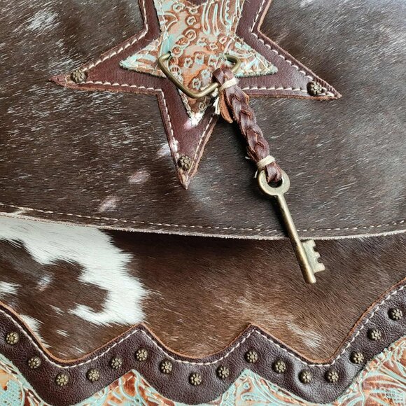 Western Cowhide Leather Fringe Shoulder Bag Myra Crossbody bag NWT - Picture 3 of 5